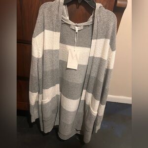 Verve Ami Gray and Cream Striped Women's Cardigan